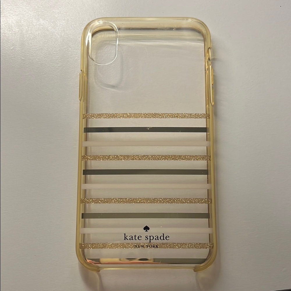 Kate Spade Gold and Clear Striped Phone Case- iPhone XR